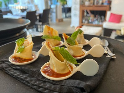 Tortellini with Eggplant, Ricotta, Pomodoro Sauce